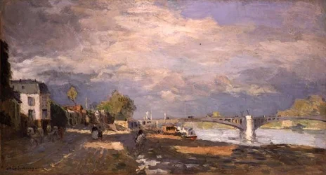 Caminantes en la orilla del río