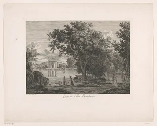 Vista del lago en Villa Borghese Lago en Villa Borghese (título sobre objeto) Malayo Radirte Prospekte aus Italien (título de la serie)