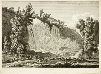 Cascada sobre Tivoli, de Malerisch radirte Prospecte aus Italien