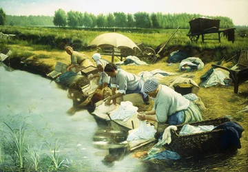Mujeres lavando en la región de Trappes