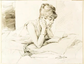 Una joven leyendo