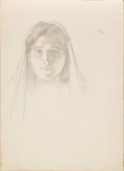 Aino Ackté como Alcestis, boceto del rostro