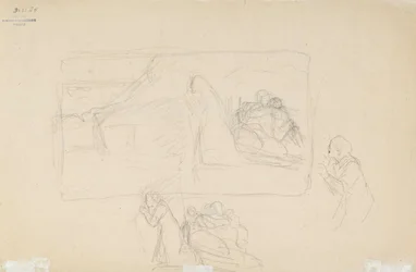 Pueblo incendiado, boceto