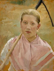 Muchacha con un rastrillo, estudio para Agosto