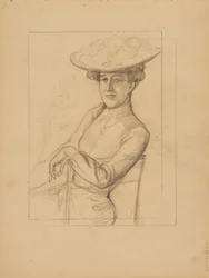 Mujer sentada con sombrero