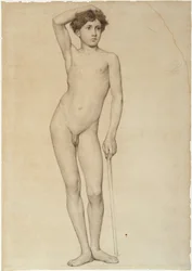 Modelo masculino desnudo, estudio académico