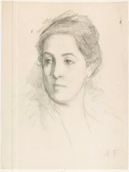 Retrato de la cabeza de la esposa del artista, estudio para un cuadro