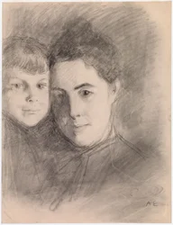 Retrato de la esposa y el hijo del artista
