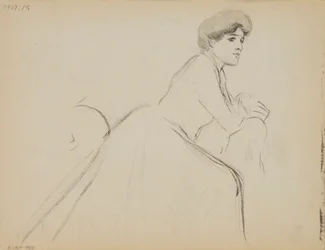 Mujer sentada, de perfil