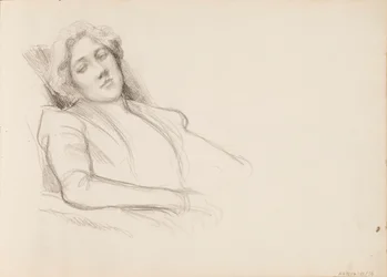 Mujer sentada, película de medio cuerpo
