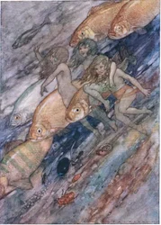 Down to the sea, down to the sea, de The Water Babies pub.by Humphrey Milford Oxford University Press, c.1930 (litografía en color)