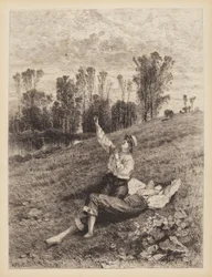 Sin título (Niños volando una cometa)