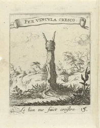 Paisaje con tocón de árbol Emblemas de amor moralizantes (título de la serie) Devises et emblesmes d