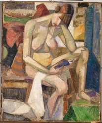 Desnudo sentado (óleo sobre lienzo)