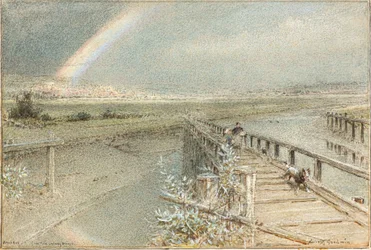 Arundel desde el puente del ferrocarril de Ford (acuarela)