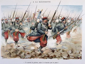 A la bayoneta - en "Álbum militar" por Albert Guillaume (1873-1942), circa 1900