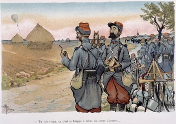 Aerostación militar - en “Album militaire” por Albert Guillaume (1873-1942), ca. 1900