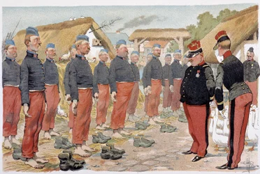 La revista de los pies - en “Album militaire” por Albert Guillaume (1873-1942), ca. 1900