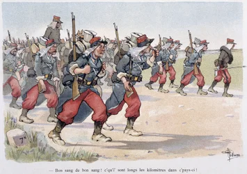 Regimiento en marcha - en “Album militaire” por Albert Guillaume (1873-1942), ca. 1900