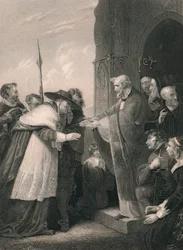 El cardenal Wolsey entrando en la Abadía de Leicester, 1530, mediados del siglo XIX