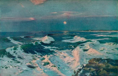 Entre el atardecer y la luna, c1910
