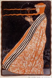 Una mujer sosteniendo un reloj de arena, sd. principios del siglo XX. Ilustración de Klingner Albert (1869-1912)
