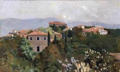 Casas en la cima de la colina en Trieste, c.1889