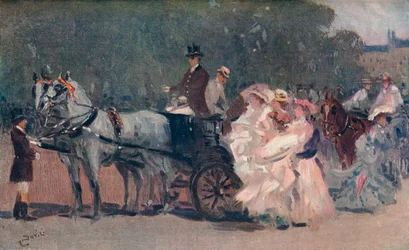 Tul blanco y rosa. - En el parque, c. 1900