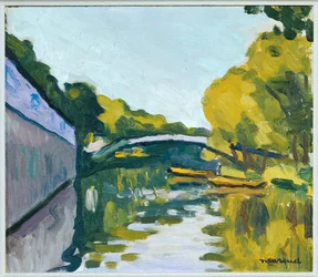 Canal en las afueras de París (pintura sobre lienzo)