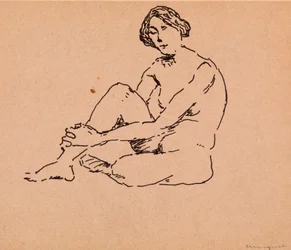 Desnudo sentado (pluma y tinta sobre papel)