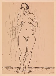 Mujer desnuda de pie (lápiz sobre papel)