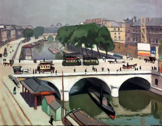 Puente Saint Michel en París. Quai des Grands Augustins, 1908