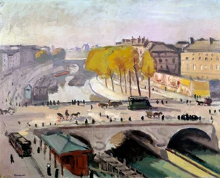Puente Saint Michel y Quai des Grands Augustins en París