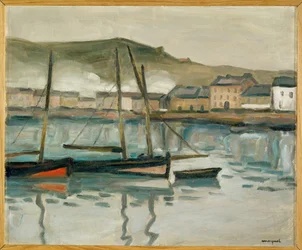 el puerto de Fecamp, Normandía (óleo sobre lienzo)