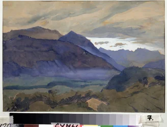 Lugano (Suiza) (Lugano). Dibujo de Alexander Nikolayevich Benois (1870-1960). Acuarela sobre papel, 30,2 x 47 cm