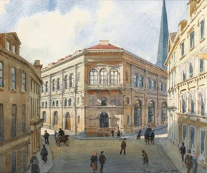 Vista de la Bolsa de Riga, Acuarela de Albert Benois - 1880