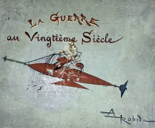 Un dirigible - en “la guerra en el siglo XX” por Robida