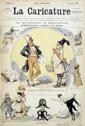Caricaturas sobre el actor Robert Macaire por Robida, portada de “La caricature” 17/7/1880
