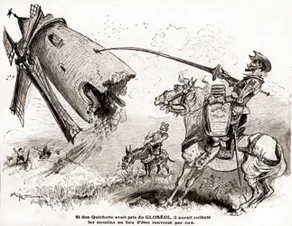 Don Quijote para un anuncio del fortificante Globeol, hacia 1916 (ilustración)