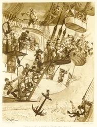 Salida de un globo transatlántico, de Le Vingtieme Siecle, pub. 1883