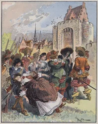 Ilustración para Le Capitaine Bellormeau por y ilustrado por A Robida
