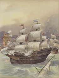 La flota de Jean Ango bloquea el Tajo y amenaza Lisboa