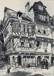 La venelle aux pastes en Morlaix - La vieille France - La Bretagne - texto, dibujos y litografías, por Albert Robida (1848-1926) sin fecha finales del siglo XIX