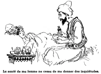 Sindbad el marino (Simbad) - cuento de las mil y una (1001) noches - ilustración de un libro de 1948 (edición Fortin, colección Wonderful Imaging of Childhood) que cuenta sus aventuras - ilustración de Albert Robida (1848 - 1926) - Cuarto viaje: Si