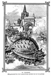 Tarasque de Tarascón, monstruo fabuloso del folclore de Provenza: ilustración de Albert Robida del libro escolar "Elección de lecturas" de A Mironneau, Librairie Armand Colin 1911 -