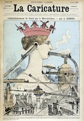 El embellecimiento de París por el metro - por Robida, en "La Caricatura" del 19/06/1886