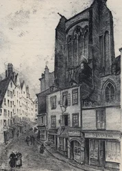 Una calle de Saint Malo - La vieille France - La Bretagne - texto, dibujos y litografías, por Albert Robida (1848-1926) sin fecha finales del siglo XIX