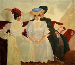 Tres damas en un sofá