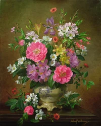 Flores en un jarrón de cerámica