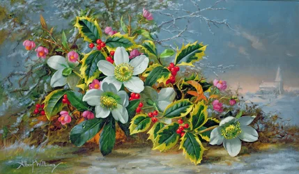 Rosas de invierno en un paisaje